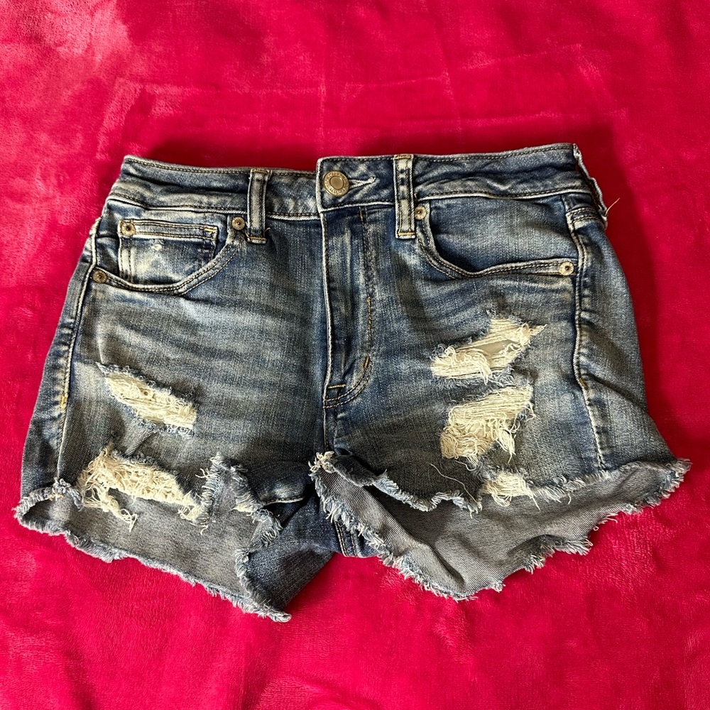 American Eagle Hi Rise Shortie Jean Shorts